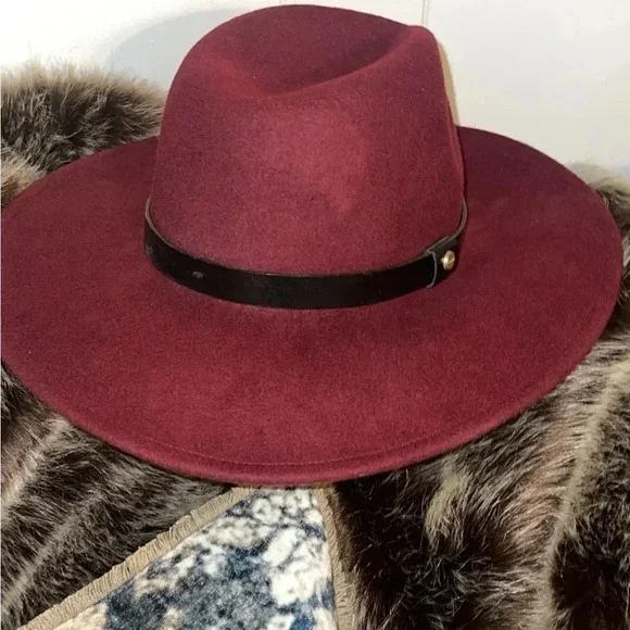 ALL SAINTS Designer Women’s Wool Logo Rivet Lux Fedora Wide Brim Hat - Picture 4 of 15